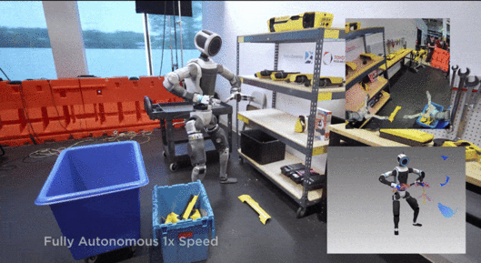 현대차그룹 계열사 보스턴다이내믹스의 휴머노이드 로봇 ‘아틀라스’가 카메라를 통해 자동차 부품을 인식하고 정리하고 있다. [보스턴다이내믹스 제공]