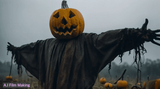 2024년 제1회 두바이 국제 AI 영화제 대상작 '원 모어 펌킨'. AI 특유의 표현이 남아 있다.