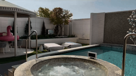 인스파이어 빌라 객실 외부에는 수영장과 온천 시설이 마련되어 있다./사진=윤서영 기자 sy@